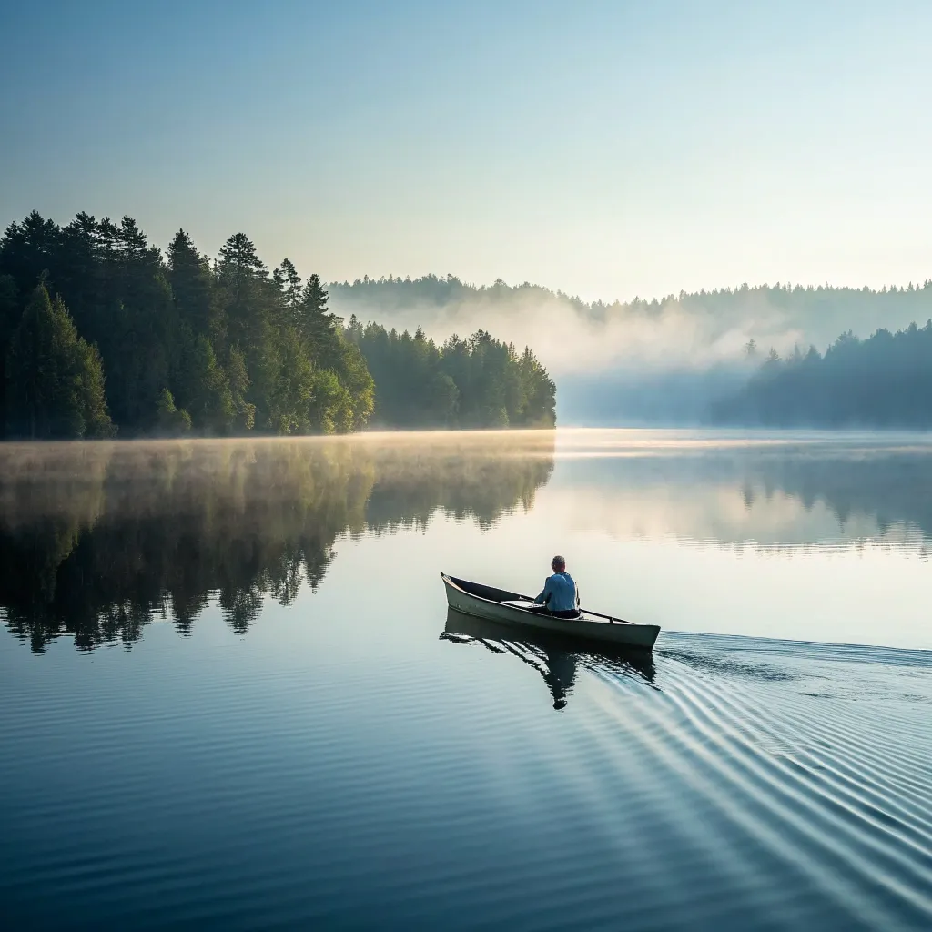 Rowing Boat on a Calm Lake